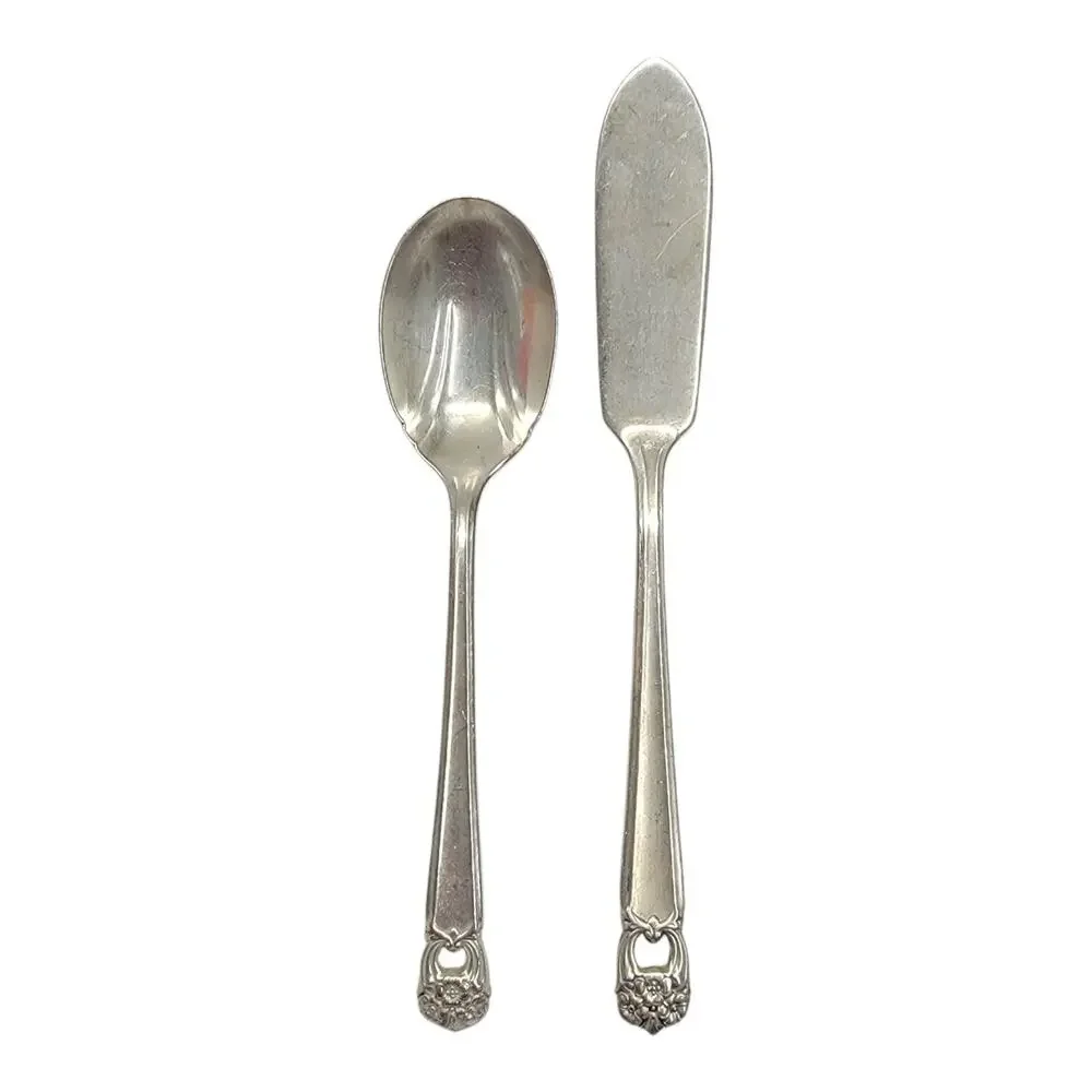 1847 Rogers Bros Eternally Yours Silverplate Teaspoon Flat Butter Knife Set